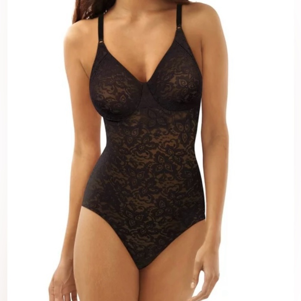🖤Bali Lace 'N Smooth Body Underwire Shaper Women's Size 34B Black NEW MSRP $60
